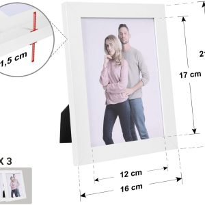 Fotolijsten, Set van 3 collage-fotolijsten , MDF, glazen voorkant, Wit